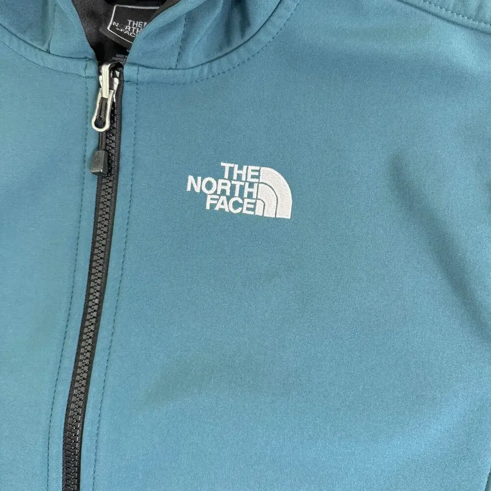 Men's North Face Softshell Full Zip Jacket Size Small Teal Blue Hooded Pullover